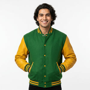 Veste universitaire esprit collège authentique laine melton et cuir de vachette construction CollegeBaseballjacket pour hommes - Product Image 1