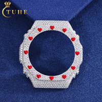 Boîtier de montre personnalisé en émail rouge en forme de cœur, serti de diamants Moissanite VVS, pour modification DIY de montre GA2100