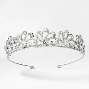 Memória completa sem cristais, vinhas casamento coroa endereço princesa coroa brilhante luxo tiara de liga de zircônia