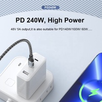 Câble USB4.0 Type C vers C 240W PD à charge rapide, 40 Gbit/s, 8K 4K Audio Vidéo, plaqué or, tressé nylon/PVC, haute vitesse pour ordinateur et disque dur