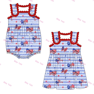 Robes <span class=keywords><strong>d</strong></span>'<span class=keywords><strong>été</strong></span> pour bébé fille, imprimées sur mesure, <span class=keywords><strong>à</strong></span> volants, sans manches, <span class=keywords><strong>robe</strong></span> du 4 juillet pour fille, <span class=keywords><strong>robe</strong></span> <span class=keywords><strong>d</strong></span>'indépendance monogrammée pour <span class=keywords><strong>petite</strong></span> fille, barboteuses - Product Image 6