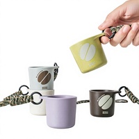 Gobelet écologique en forme de goutte d'eau pour café moulu, à boire directement, avec cordon et impression de logo, idéal pour le camping