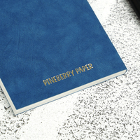 Carnet en cuir PU suédé bleu avec logo personnalisé, entièrement personnalisable, estampé à chaud or, journal professionnel à grille
