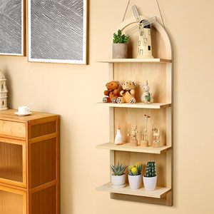 Kệ treo tường cong 4 tầng cỡ lớn, trang trí hình vòm, dùng để trang trí phòng tắm, kệ để đồ, kệ gỗ treo tường hình vòm - Product Image 4