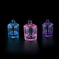 Fournitures pour ongles en gros, gobelets en cristal multicolores pour manucure, brosse à manucure, gobelet en verre, gobelets à liquide Dappen avec couvercle