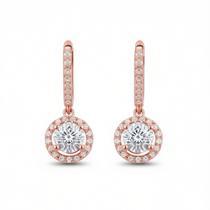 Orecchini E758 in Oro Rosa con Diamanti, Taglio Brillante Rotondo, Colore G, Diamanti Naturali, Stile Classico per Fidanzamento Femminile - Product Image 1
