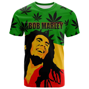 Motif personnalisé imprimé T-shirts pour hommes femmes Hip Hop musique Rock Style <span class=keywords><strong>Bob</strong></span> Marley inspiré populaire grande taille Streetwear tricoté - Product Image 1