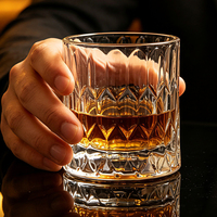 Verre à whisky en cristal taillé diamant de luxe sans plomb 260 ml, base lourde, style Old Fashioned, pour bourbon et cocktails