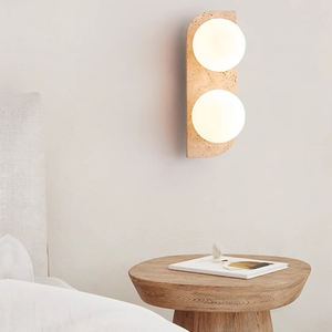 Wabi-Sabi双地球仪壁灯 | 简约E14双头壁灯 | 石材纹理圆形矩形壁灯 - Product Image 3