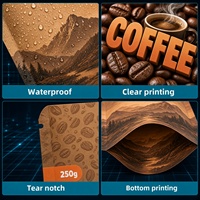 Sachets Mylar mats refermables personnalisés pour grains de café, qualité alimentaire 3,5g, avec encoche de déchirement, pour emballage OEM