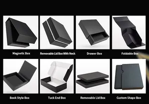 Cajas de embalaje de zapatos corrugados, cartón negro con logotipo personalizado, venta al por mayor