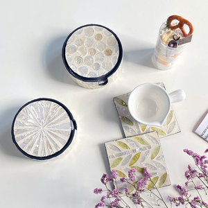 <strong>Coaster</strong> Tea Wine Gold Round Luxury Beer Set Holder Drinks Custom Wood <strong>Agate</strong> Cork Resin Crystal Conch Cup Mat <strong>Coaster</strong> for Drink - Product Image 4