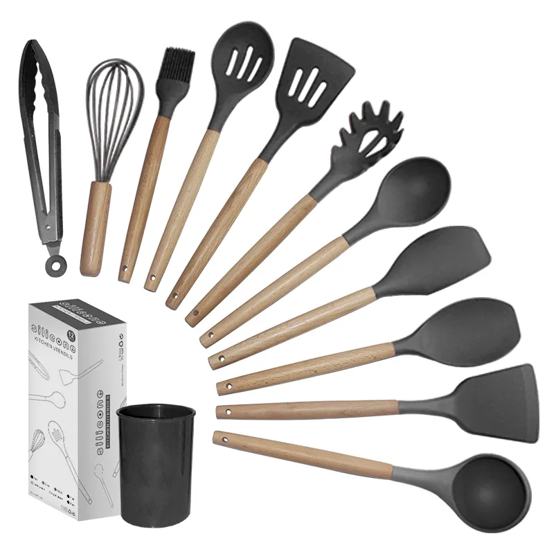 Utensílios de cozinha de silicone em 12 peças, utensílios de cozinha e cozinha