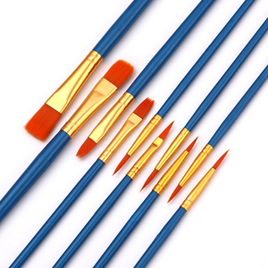 Set di 10 pennelli piatti con punta sottile in Nylon blu pennelli per artisti sfusi per acquerelli in acrilico per bambini pennelli Acuarela - Product Image 6