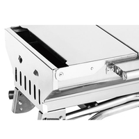 Vente en gros Camping en plein air Portable Pliant BBQ Grill en acier inoxydable avec double table d'appoint
