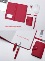 Ensemble de 4 pièces : porte-cartes de visite, stylo à bille promotionnel épais, porte-clés en cuir et carnet