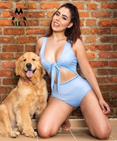 MLY Effen Kleur Gedraaide Sexy Strandkleding Thong Push-up Badkleding Dames Zwempak Push-up Micro String Hoge Taille Bikini Set