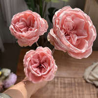 Fleurs artificielles en soie-3 têtes de colle Austin Rose Design pour Noël Saint Valentin Nouvel An Décorations Utilisation intérieure/extérieure