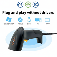 Lecteur de codes-barres 1D filaire JR 710D, scanner portable CMOS haute précision avec garantie de 2 ans