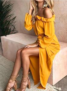 Fabricantes de ropa personalizados al por mayor Mujeres Ropa de lino Manga larga Maxi Vestido largo - Product Image 5