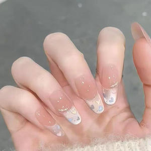 100% Uñas portátiles Corazón suave Estilo de hada Arte ovalado medio Pegatinas de uñas versátiles diarias Extraíbles - Product Image 1