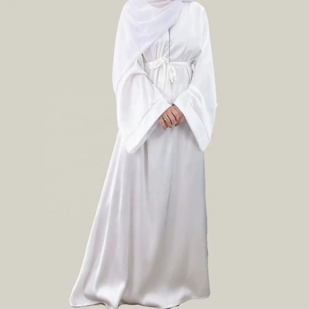Gaun jubah multiwarna dasar Timur Tengah Solid besar