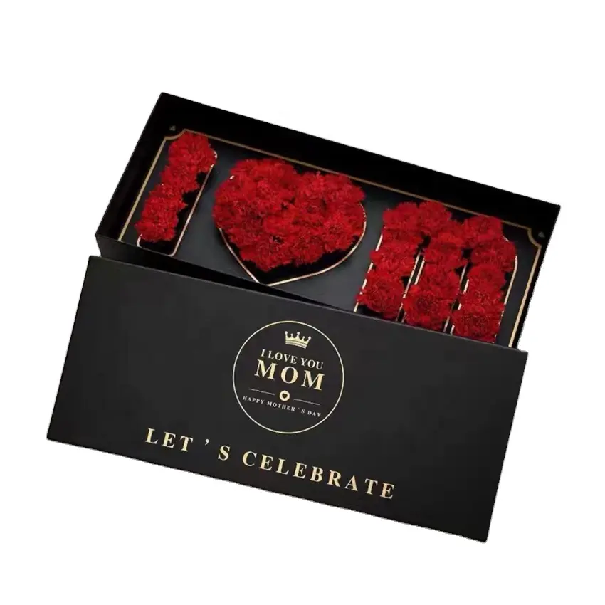 2022 New Mother's Day Gift Real Touch Dried Long Life Stabilized Eternal Flower I Love You Box Preserved Rose