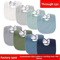 Bavoir en coton crêpe double couche pour nouveau-né, motif dessin animé, absorbant, en forme de U, pour écouvailles et râtelures, transfrontalier