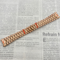 Bracelet de montre en acier inoxydable massif de 20 mm, style Président, avec fermoir rond de luxe et extrémité incurvée, boucle non réglable