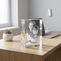 Bloc de cristal photo gravé au laser 3D personnalisé, cadeau commémoratif unique, souvenir, décoration intérieure