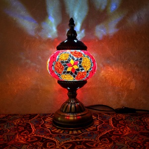 Tiffany masa lambası mozaik vitray mavi fas fener masa işıklar dekoratif el yapımı Tiffany aydınlatma - Product Image 4