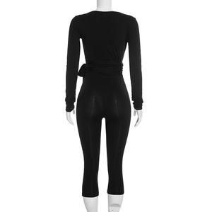 Nuovi Completi <span class=keywords><strong>Donna</strong></span> Primavera Autunno: Top Corto Scollo a V + Leggings, Set 2 Pezzi <span class=keywords><strong>Casual</strong></span> Streetwear, <span class=keywords><strong>Abbigliamento</strong></span> <span class=keywords><strong>Elegante</strong></span> da <span class=keywords><strong>Donna</strong></span> 2026 - Product Image 3