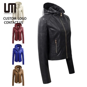 Ventes de liquidation - Veste d'hiver pour femmes en cuir PU doublée de polaire épaisse et chaude, longue, décontractée, coupe-vent, avec capuche, vente en gros - Product Image 1