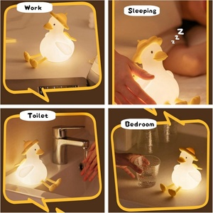 USB Rechargeable Duck Night Light for Kids' Bedroom 3 Brightness Modes + <b>Wireless</b> Touch Control Bedside <b>Lamp</b> - Product Image 3