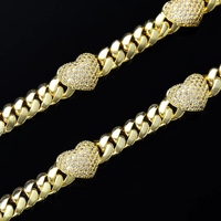Ensemble de bijoux tendance plaqué or 14K 18K, collier et bracelet en laiton avec zircone en forme de cœur, style Monaco, pour femmes et filles