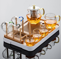 Pichet à thé en verre borosilicate résistant à la chaleur, écologique, fait à la main, soufflé à la bouche, marque HEMERA, en acier inoxydable