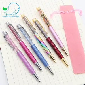 Stylo à bille avec Logo personnalisé imprimé, joli stylo en métal et diamant en cristal, pour étudiantes, filles, nouvelle mode