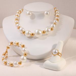 جديد رائج البيع قلادة اللؤلؤ مجموعة القرط فستان الزفاف اكسسوارات الموضة مجموعة المجوهرات بالجملة - Product Image 5