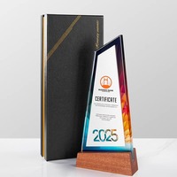 Trophée de cristal en bois massif sur mesure Prix de la réunion annuelle haut de gamme Médaille en bois créative Honor Glass Metal pour cadeaux de bienvenue