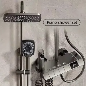 Piano Key Dusch set Gun Grey Badezimmer Digital anzeige Konstante Temperatur regelung Wasserhahn Dusch system Set