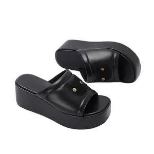 Lazer Sandálias De Salto Alto para Menina Fornecedor Sapatos Sandálias Femininas Tecido De Algodão Personalizado ODM Slide Chinelo Sapatos De Verão TPR