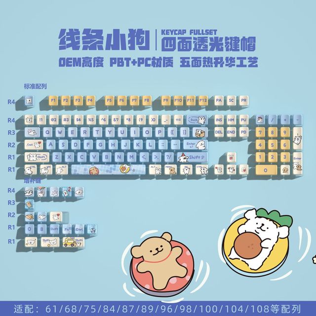 Secret EVA Asuka Four-sided Transparent Pudding Key Cap PBT PC Material Sublimation Gmk Keycaps Double Shot Pbt Keycaps