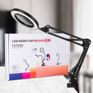 Lupa de escritorio, aumento de 10x, luz LED de 160 mm, para lectura, belleza, tatuaje de cejas, reparación de bordados - Product Image 2