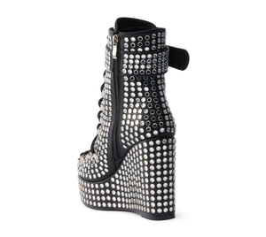 <span class=keywords><strong>Stivaletti</strong></span> da Donna Neri con Strass <span class=keywords><strong>e</strong></span> Plateau, Allacciatura con Fibbia, Stile Punk con <span class=keywords><strong>Borchie</strong></span>, Scarpe da Festa - Product Image 3