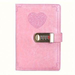 Convenient Carry Secret <b>Journal</b> Secure Diary Vintage Leather Hardcover Thermal Binding B6 Locked Notebook - Product Image 1
