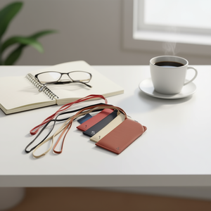 Custodia quadrata con clip per occhiali 16,5x8,5 cm con cinturino per riporre gli occhiali - Product Image 2