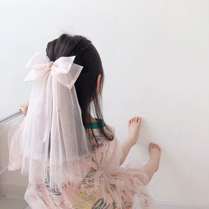 Versione coreana <span class=keywords><strong>dolce</strong></span> maglia fiocco nastro fermaglio per capelli fata Charm principessa fuggitiva foulard fiore ragazza accessori - Product Image 2