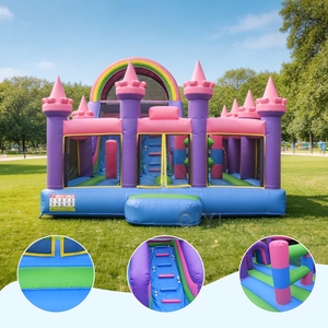 Château gonflable commercial grand format, combo humide/sec, pour fêtes, avec système de souffleur d'eau double, grand château gonflable - Product Image 6