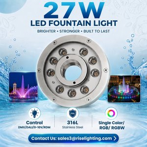 ไฟน้ำพุ LED สำหรับกลางแจ้ง DC24V IP68 รูปทรงโดนัท 27W/24W แสงสีขาวเย็น DMX512 แบบจุ่มน้ำ พร้อมเสียง<span class=keywords><strong>เพลง</strong></span>และแสงไฟสำหรับน้ำพุเต้นระบำ - Product Image 1