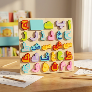 Cube de puzzle <span class=keywords><strong>en</strong></span> bois Montessori éducatif 3D alphabet <span class=keywords><strong>arabe</strong></span> pour les enfants de 2 à 4 ans et de 5 à 7 ans, jouets unisexes pour enfants - Product Image 1